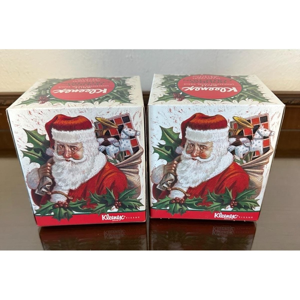 Lot of 2 Vintage Christmas Kleenex 1997‎ Sealed Tissue Boxes